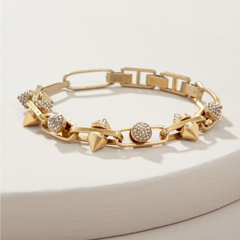 Stella & Dot Gold Pave Spike Link Bracelet